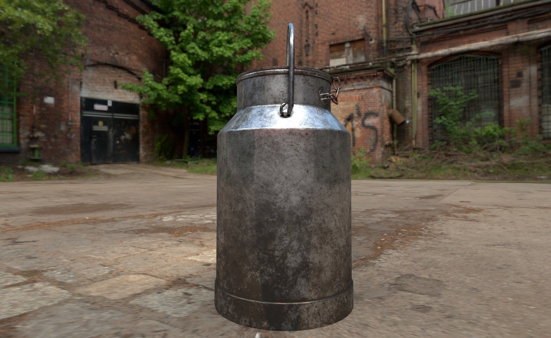 Used Milk Churn Low-poly 3D model_3