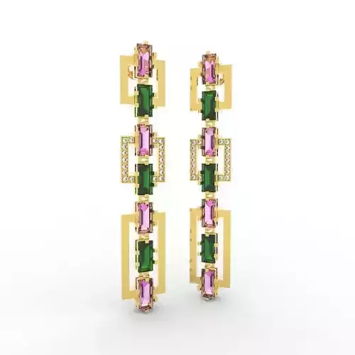Shiny Earring Baguete Jewelery  3D print model