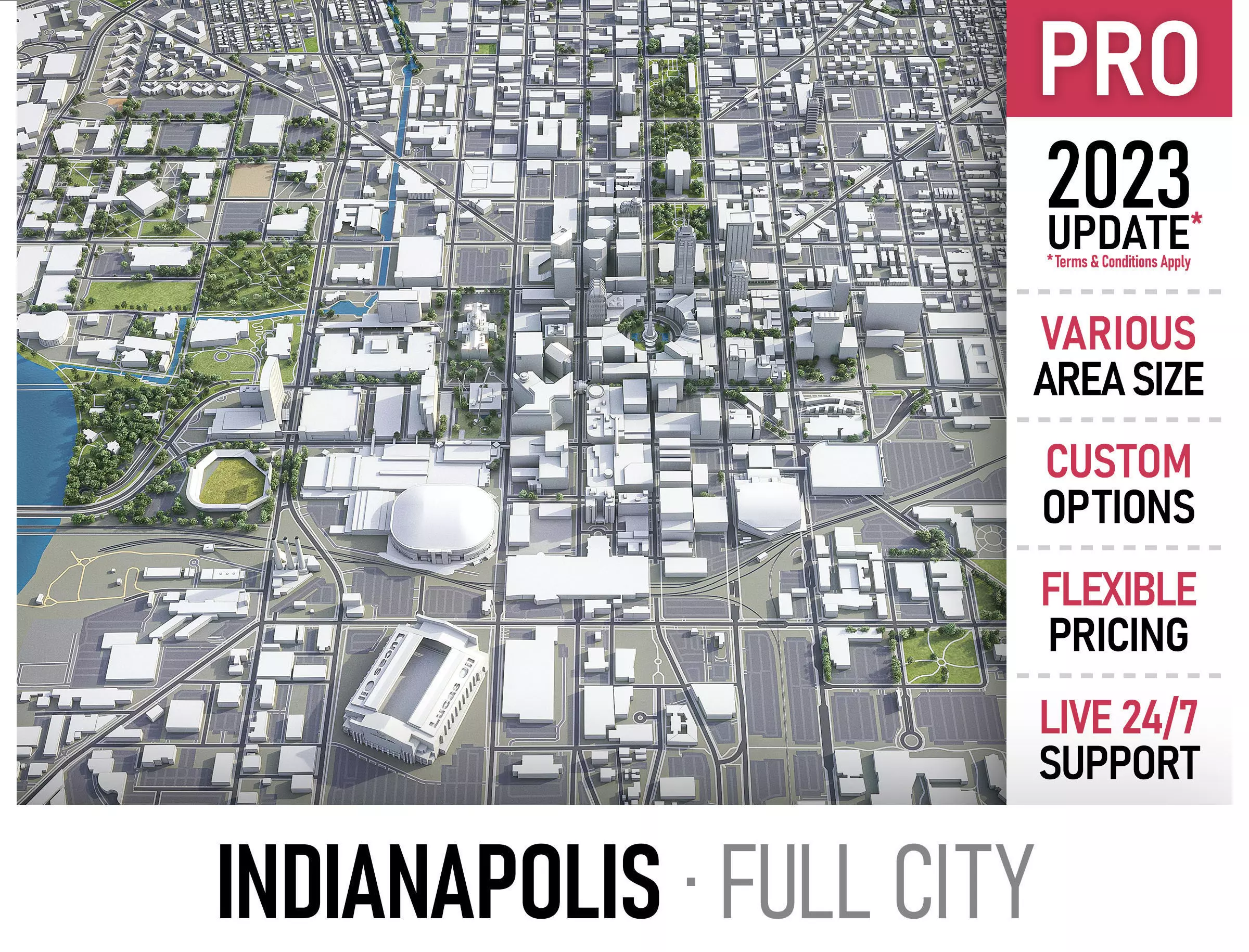 Indianapolis Low-poly 3D model_0