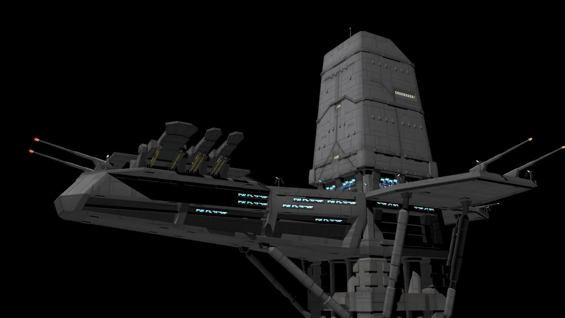 Planet Base Low-poly 3D model_10