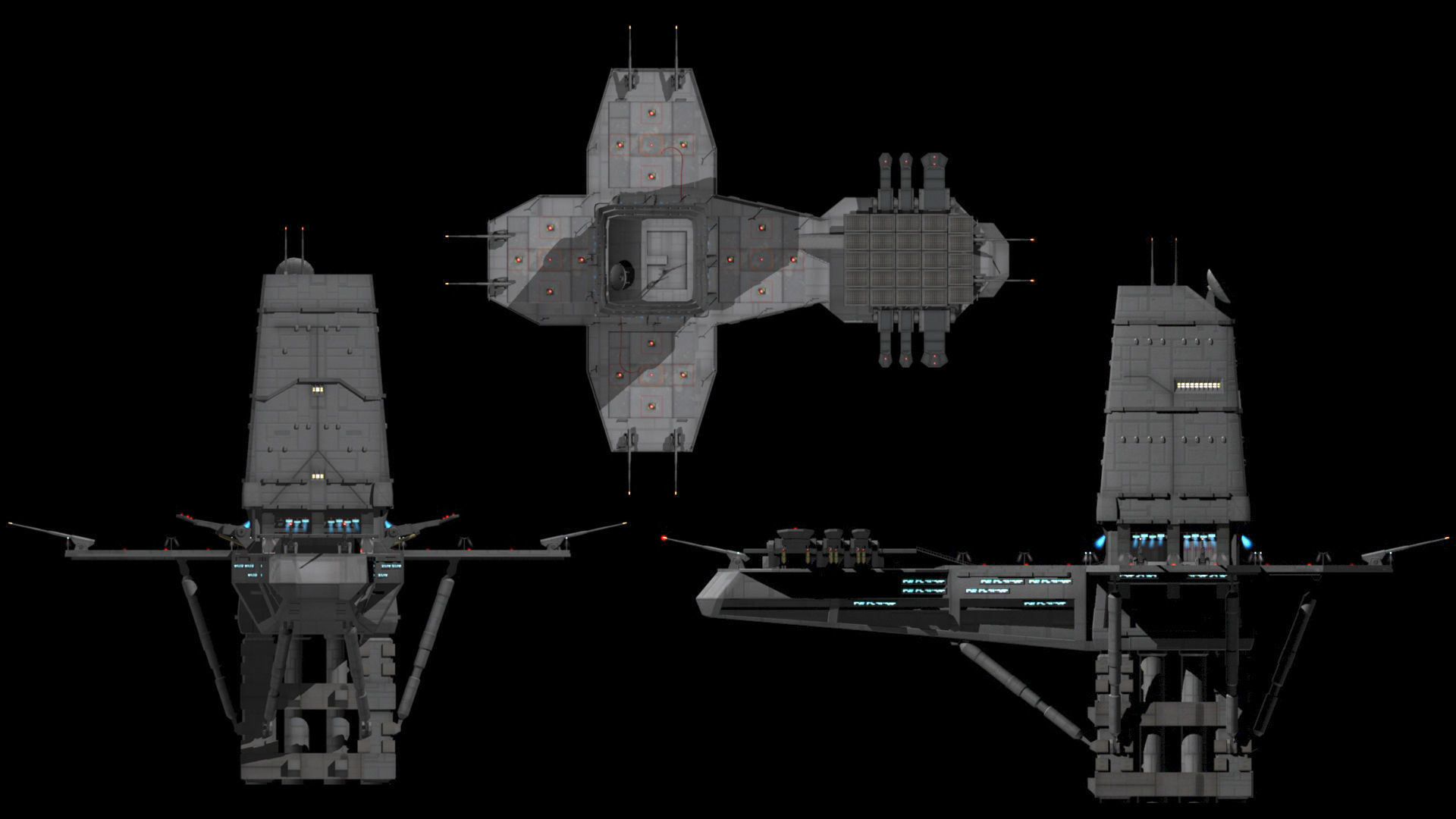 Planet Base Low-poly 3D model_6