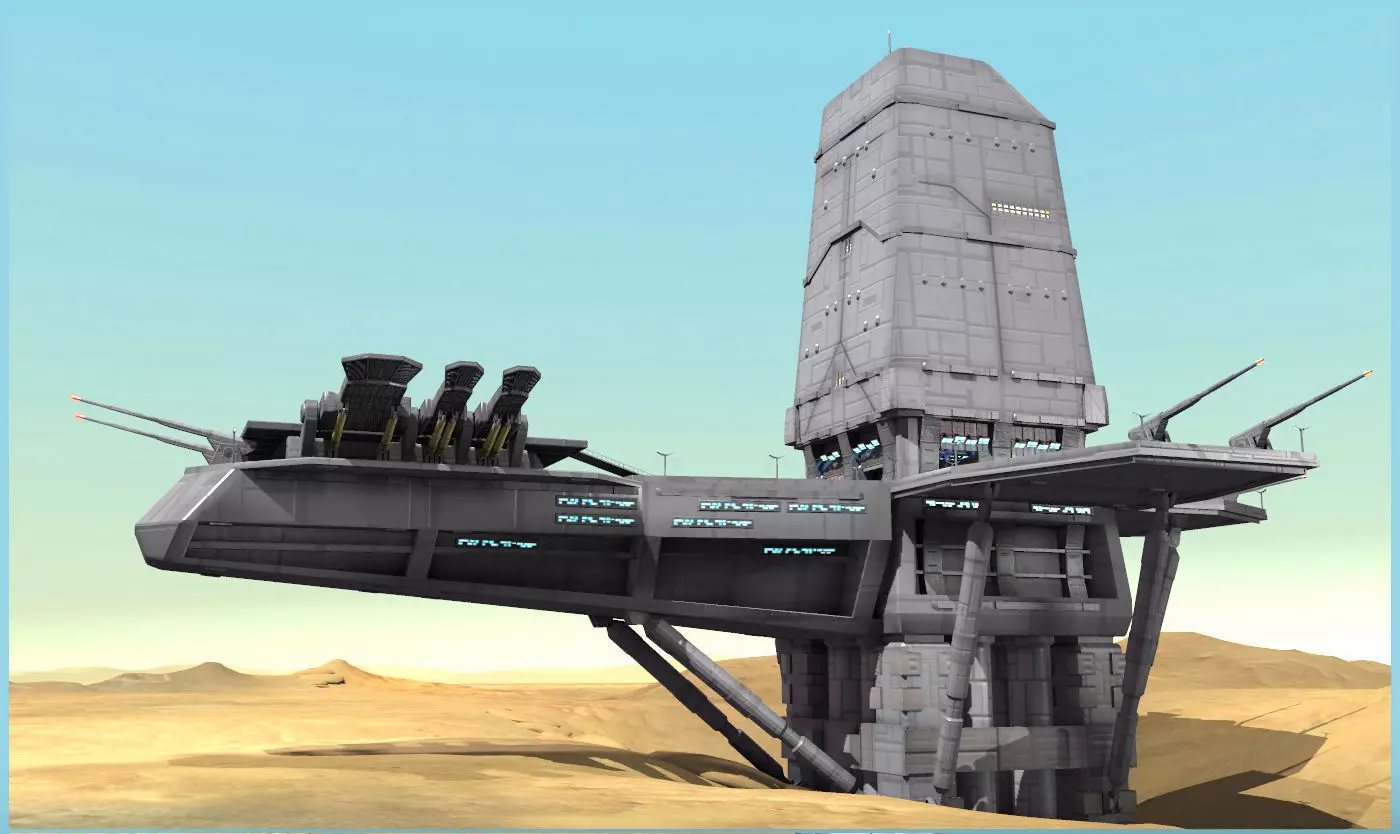 Planet Base Low-poly 3D model_0