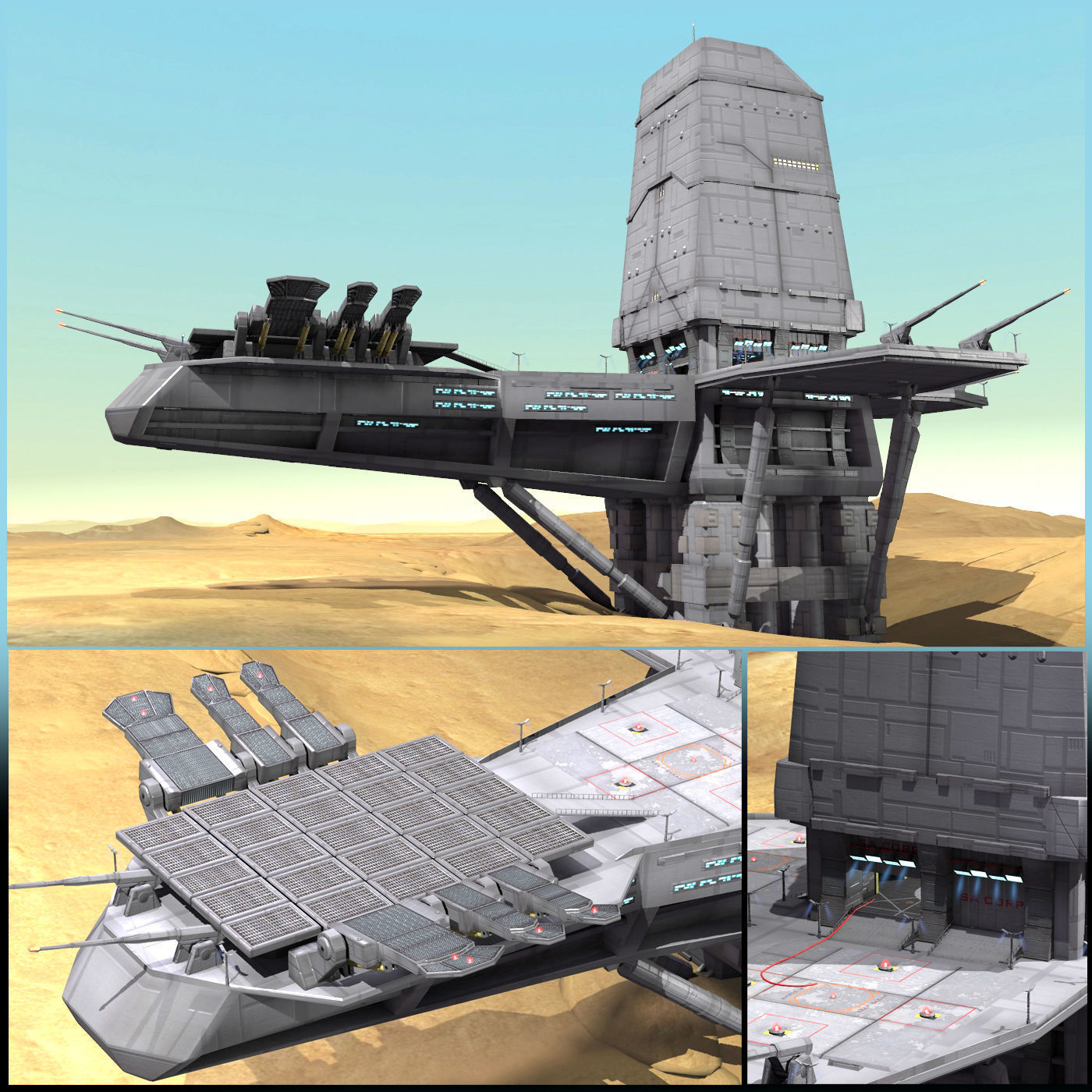 Planet Base Low-poly 3D model_1