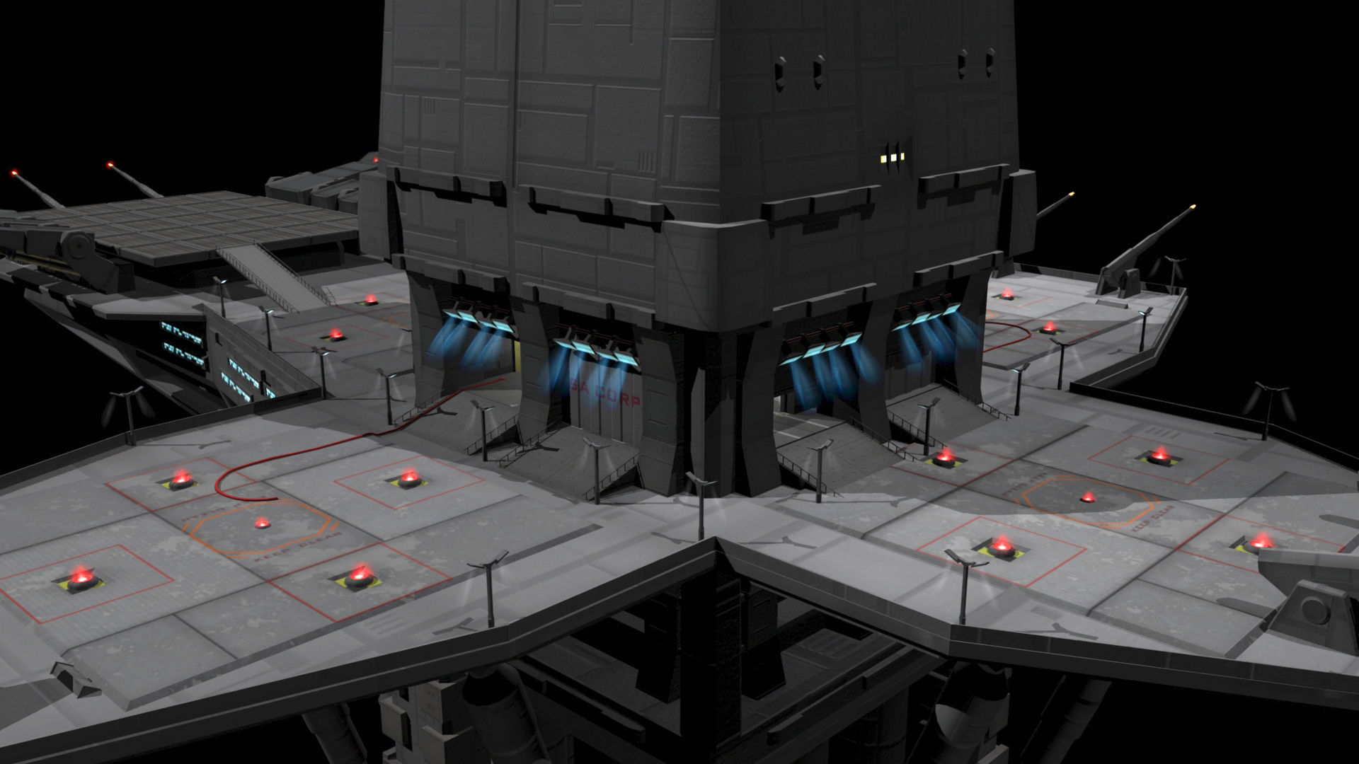 Planet Base Low-poly 3D model_5