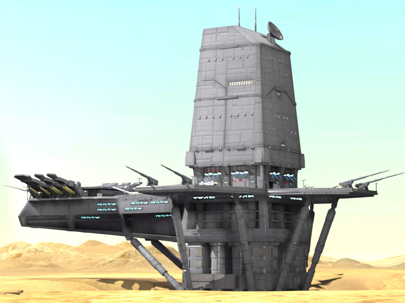 Planet Base Low-poly 3D model_2