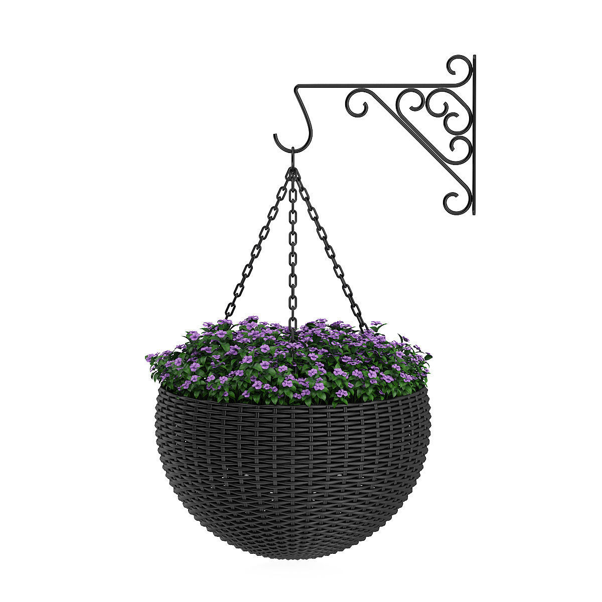 Plants two concrete planters with plant in middle 3D print model_14