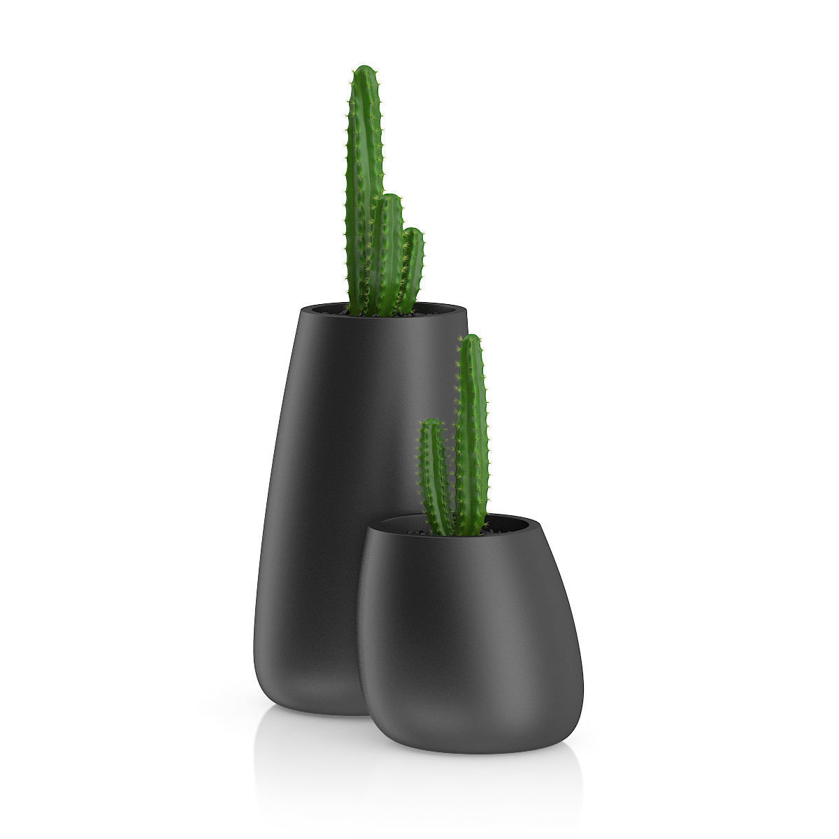 Plants two concrete planters with plant in middle 3D print model_19