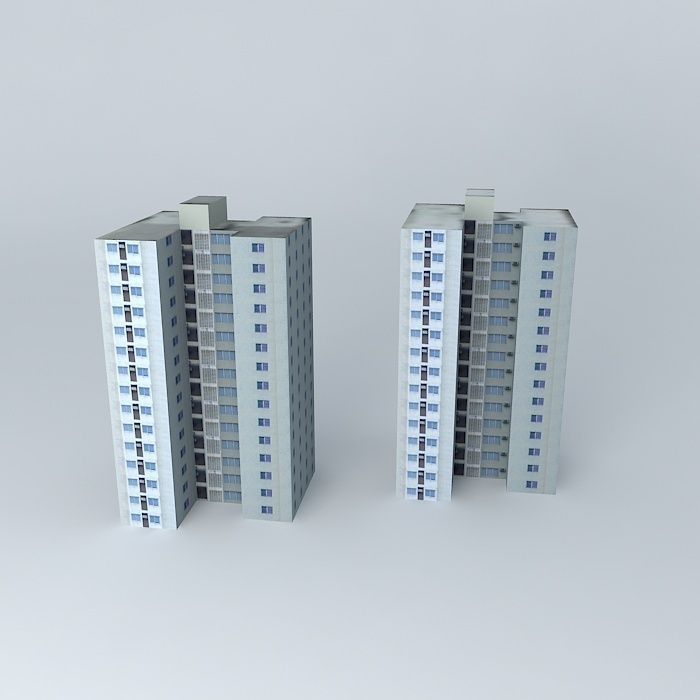 Residential buildings Free 3D model_1