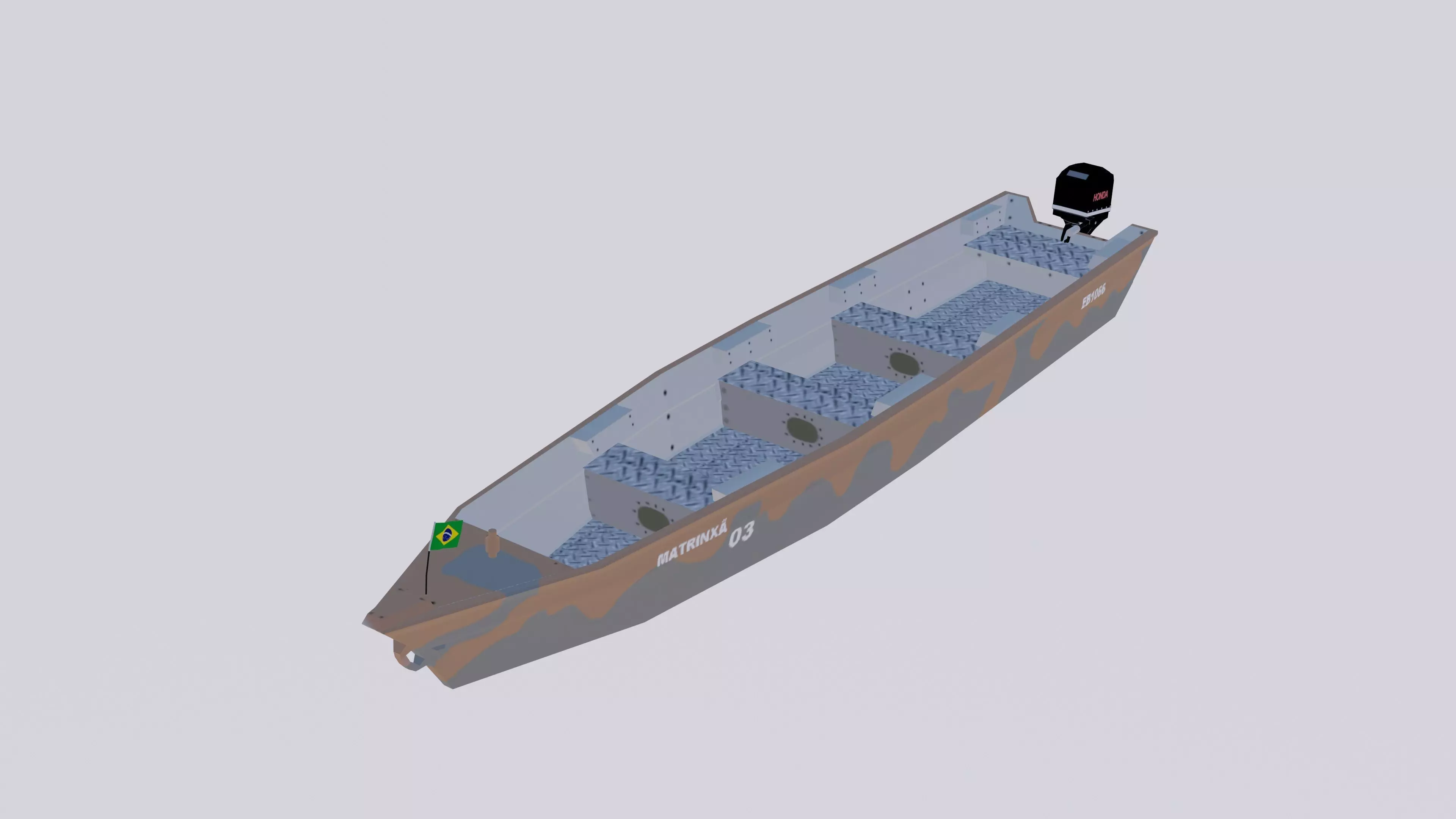 Boat Army Brazilian Low-poly 3D model