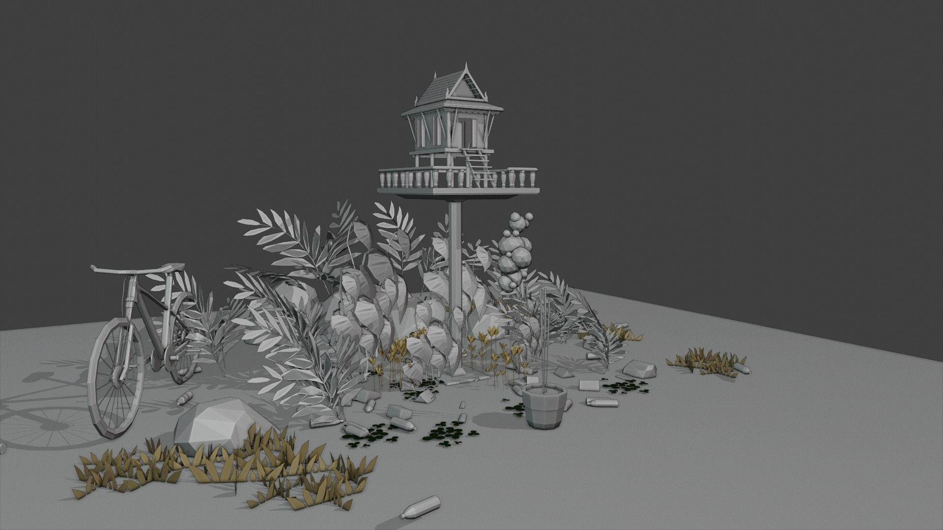 thai spirit house 3D model_2