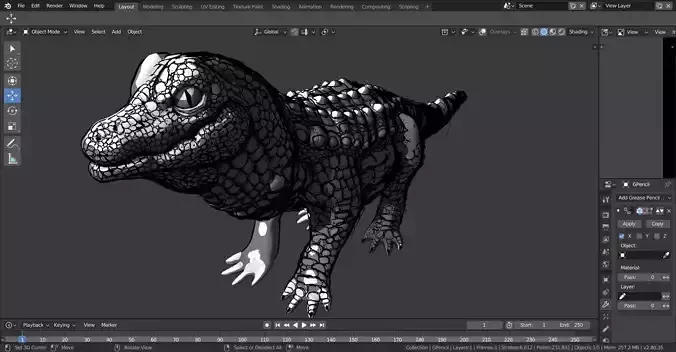 GREASE PENCIL crocodile 3D model