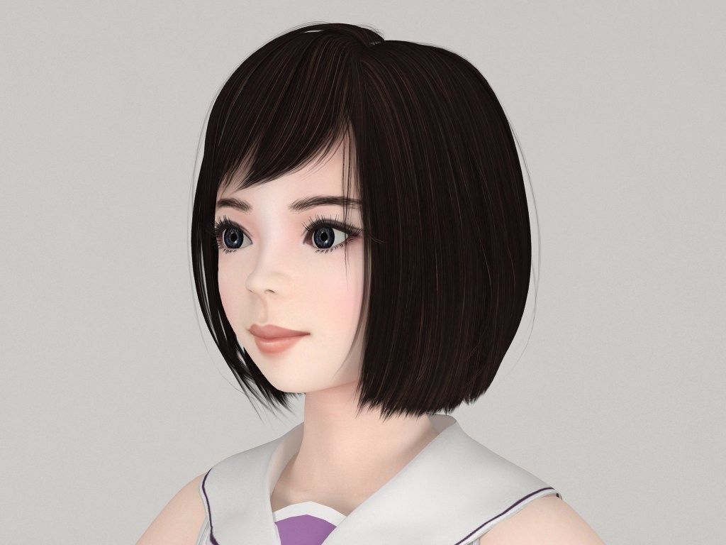 T pose rigged model of Harumi with various outfit 3D model_3