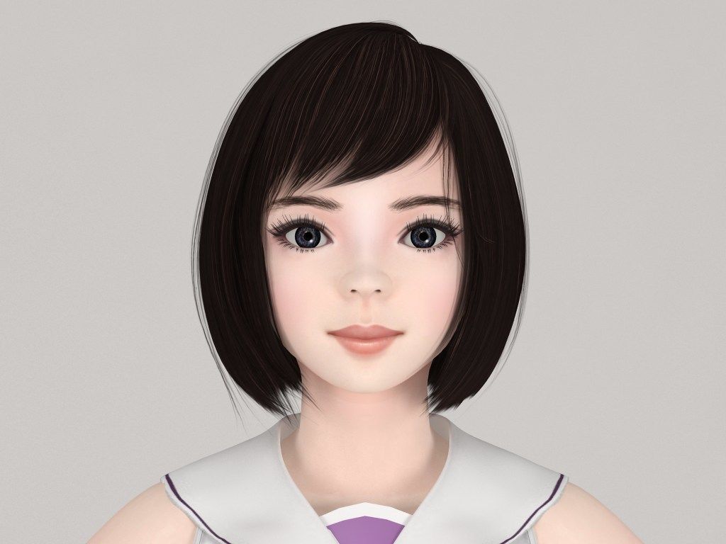 T pose rigged model of Harumi with various outfit 3D model_2