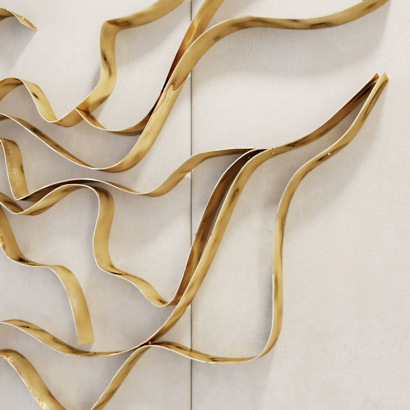 composition Waves Metal wall panel 3D model_1