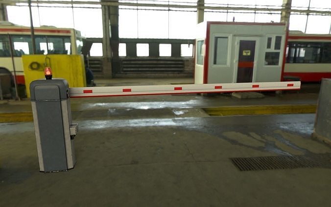 Barrier traffic with light Low-poly 3D model 2