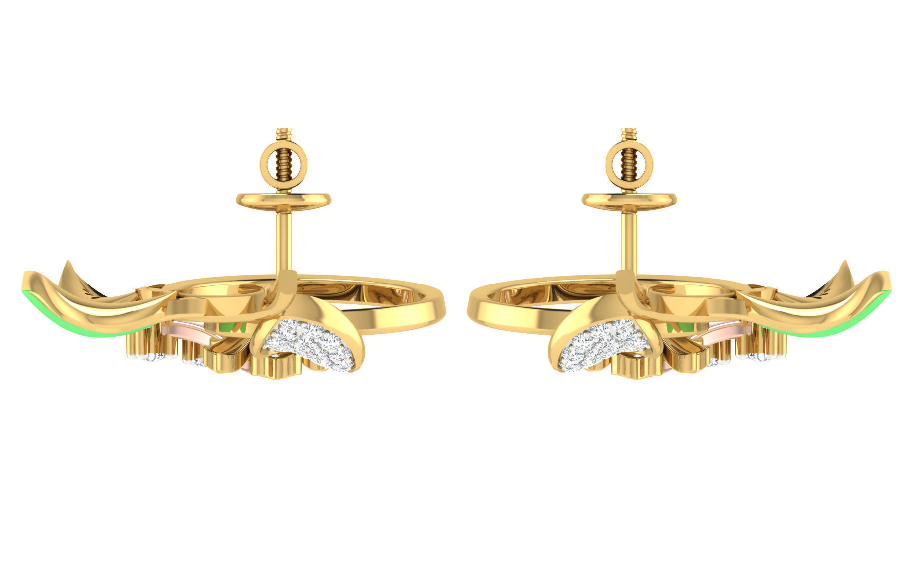 Women pendants earrings set 3dm stl render detail 3D print model 3D print model_4