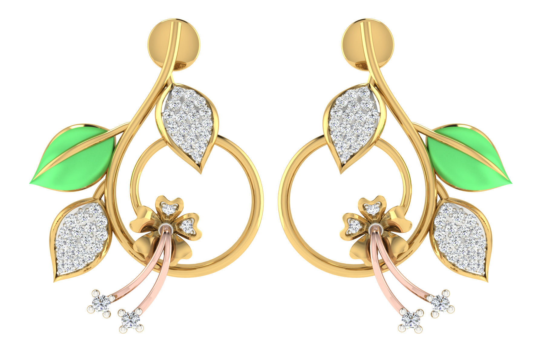 Women pendants earrings set 3dm stl render detail 3D print model 3D print model_5