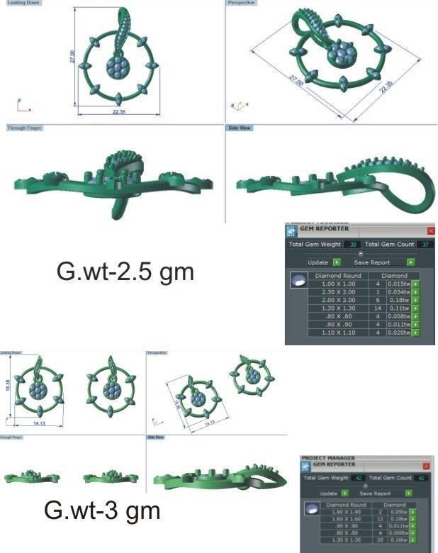 Women pendant earrings sets 3dm stl render detail 3D print model 3D print model_8