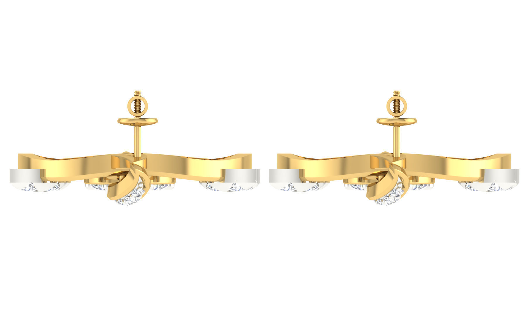 Women pendant earrings sets 3dm stl render detail 3D print model 3D print model_4