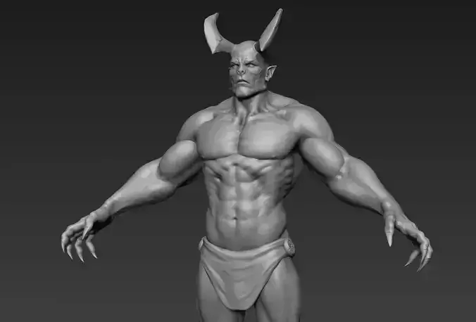 Demon Highpoly male with horns 3D model