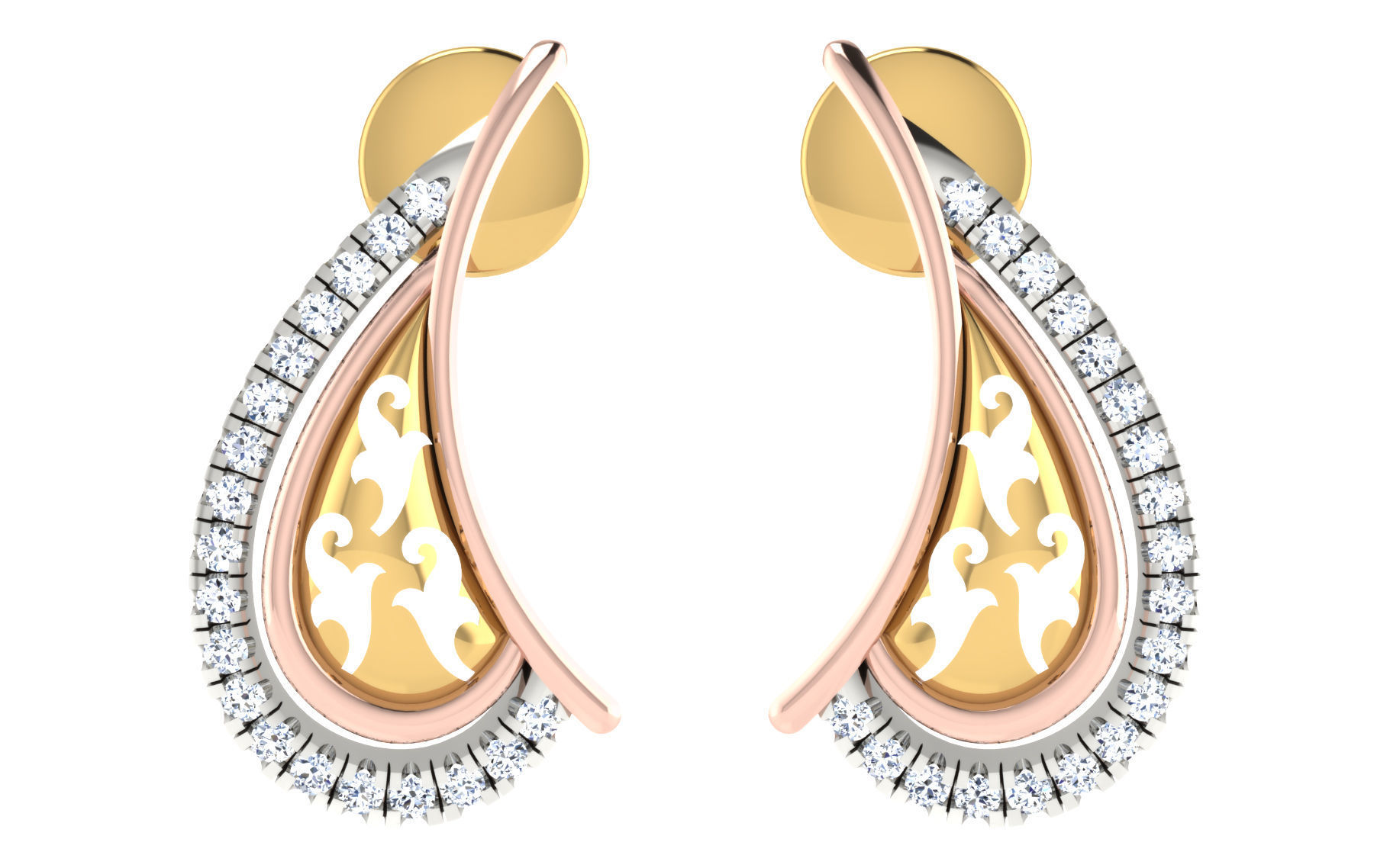 Women pendant earrings 3dm stl render detail 3D print model 3D print model_2