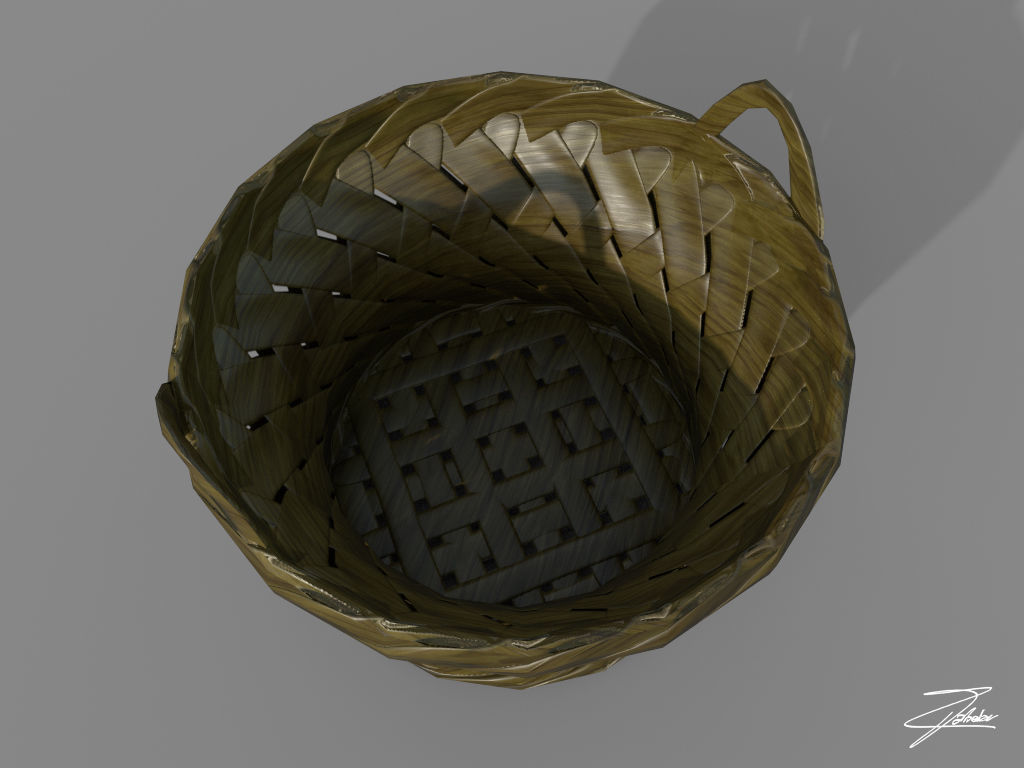 Wicker basket 3 Low-poly 3D model_2