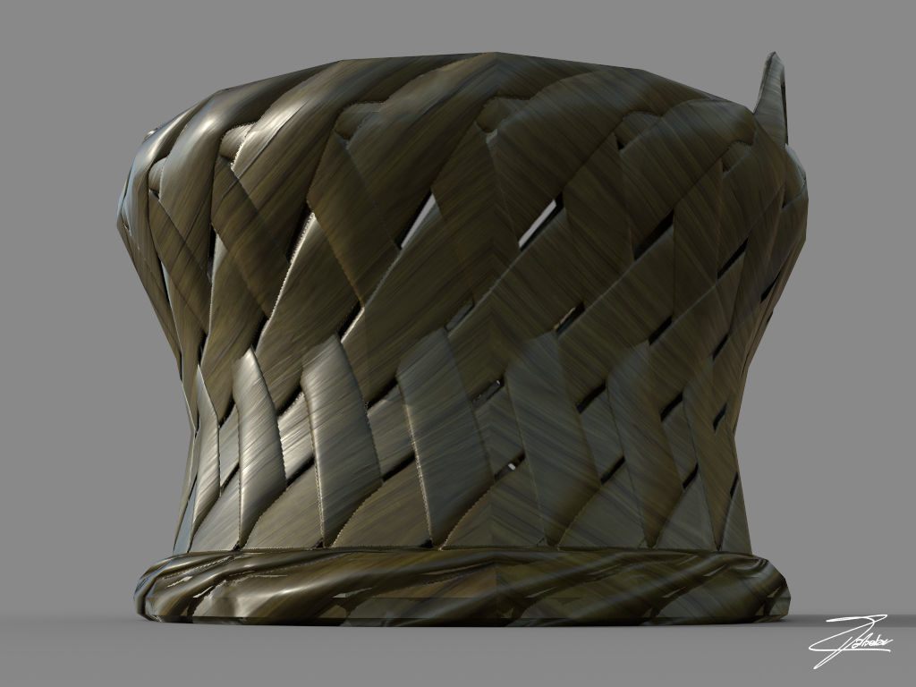 Wicker basket 3 Low-poly 3D model_3
