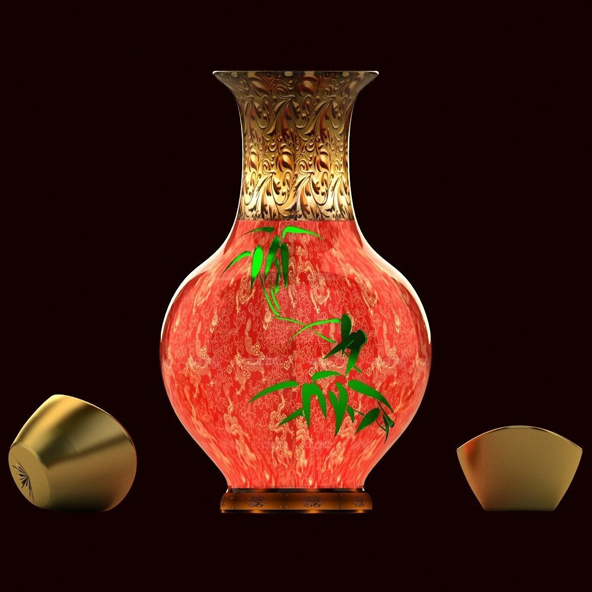Chinese vase and Yuanbao 3D model_2