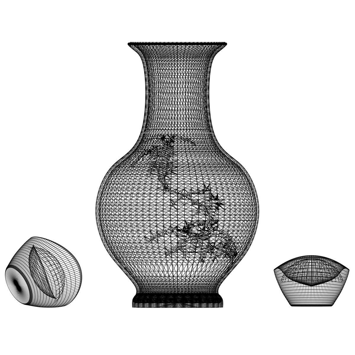 Chinese vase and Yuanbao 3D model_5