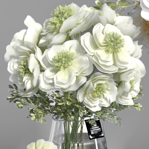Realistic Natural Fresh Peonies in Different Vases 3D model_11