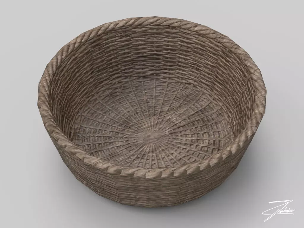 Wicker basket 4 Low-poly 3D model_0
