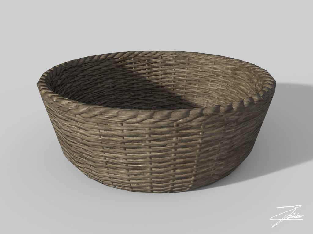 Wicker basket 4 Low-poly 3D model_2