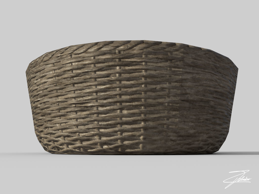 Wicker basket 4 Low-poly 3D model_3