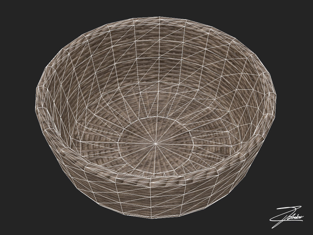 Wicker basket 4 Low-poly 3D model_1