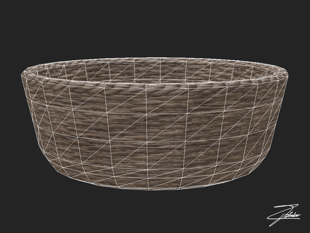 Wicker basket 4 Low-poly 3D model_5