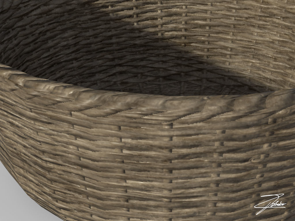 Wicker basket 4 Low-poly 3D model_4