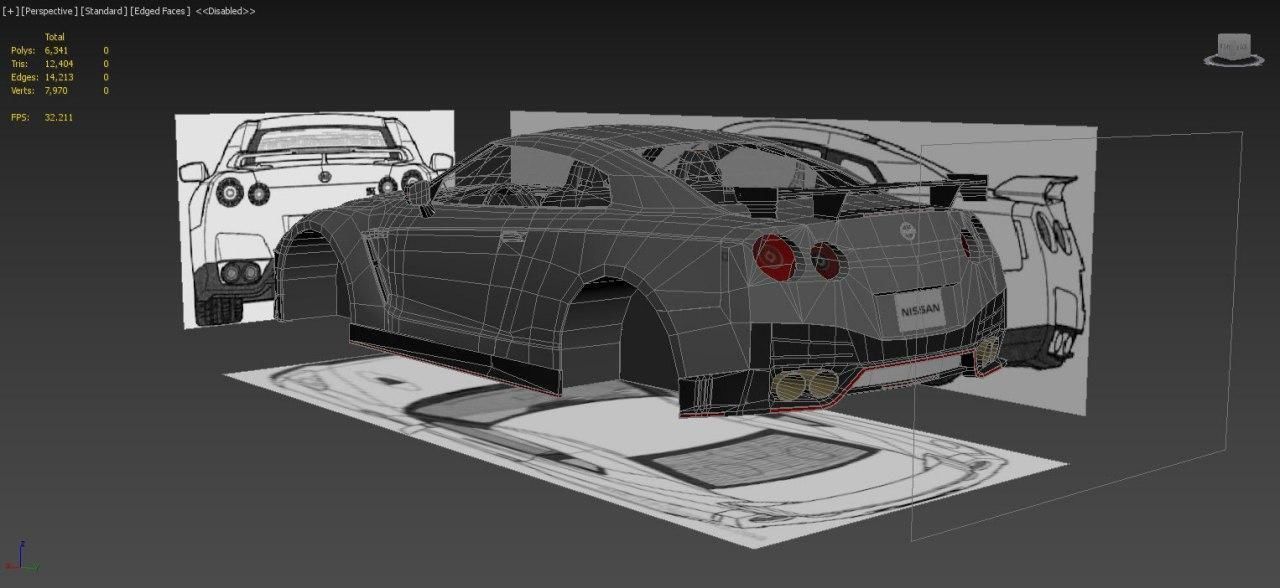 Low poly Nissan GT-R Nismo 2018 Low-poly 3D model_7