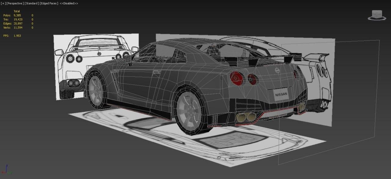 Low poly Nissan GT-R Nismo 2018 Low-poly 3D model_6
