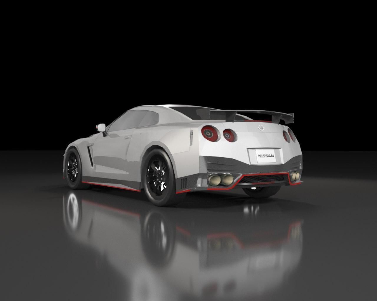 Low poly Nissan GT-R Nismo 2018 Low-poly 3D model_3
