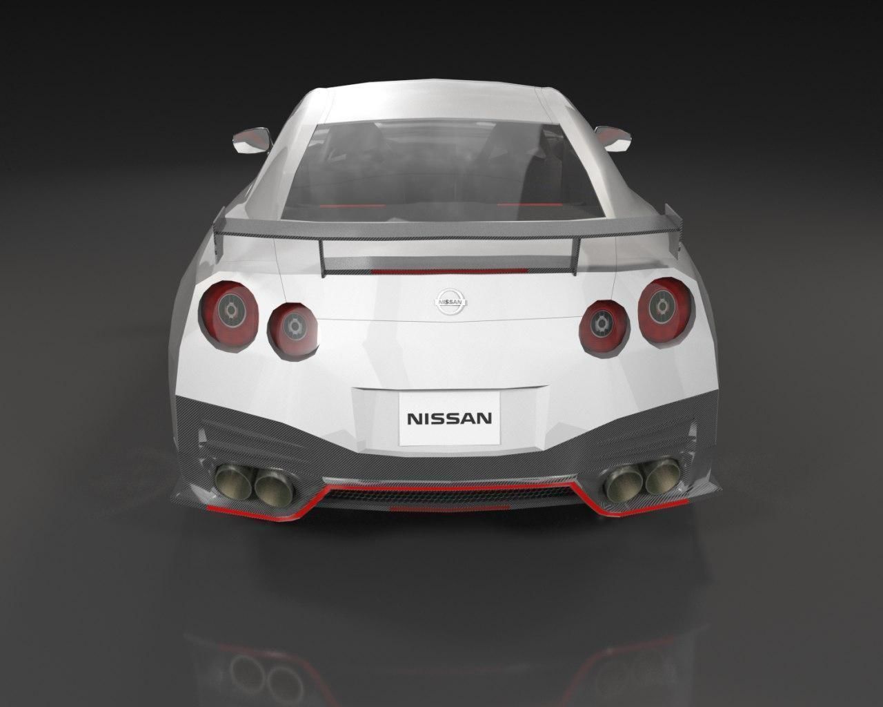 Low poly Nissan GT-R Nismo 2018 Low-poly 3D model_2