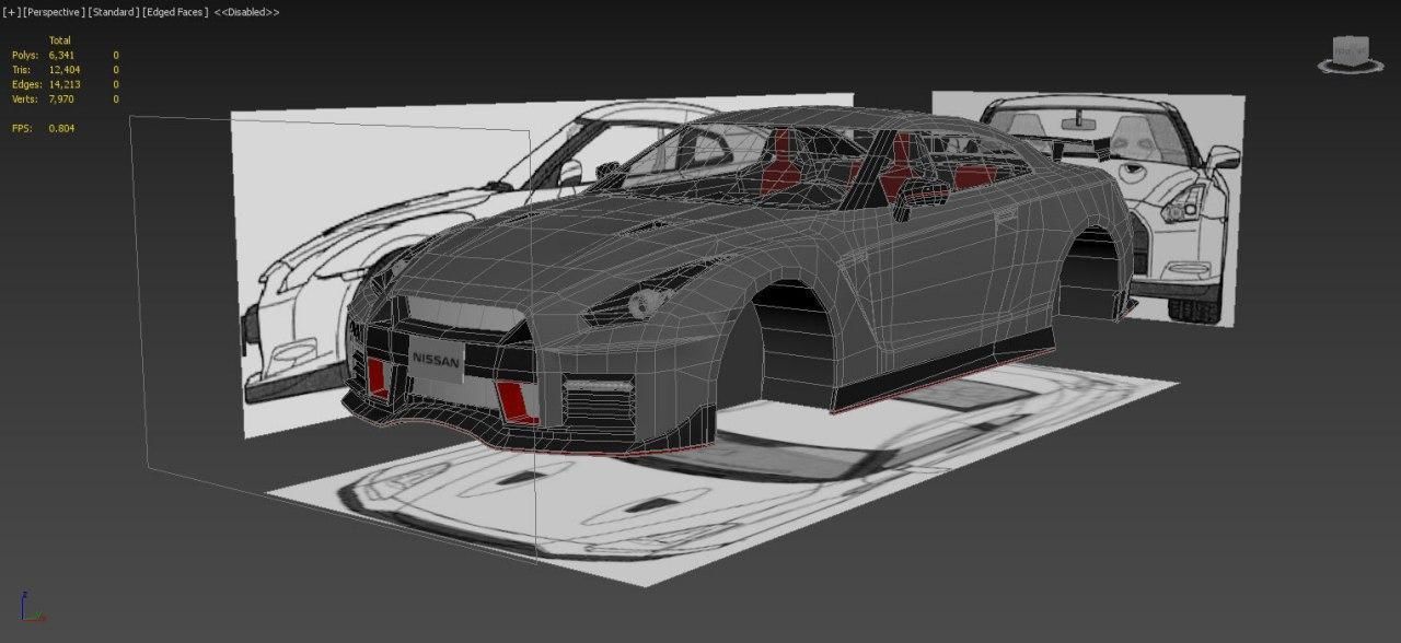 Low poly Nissan GT-R Nismo 2018 Low-poly 3D model_5