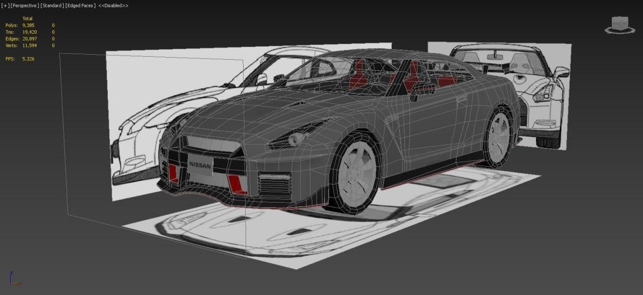 Low poly Nissan GT-R Nismo 2018 Low-poly 3D model_4