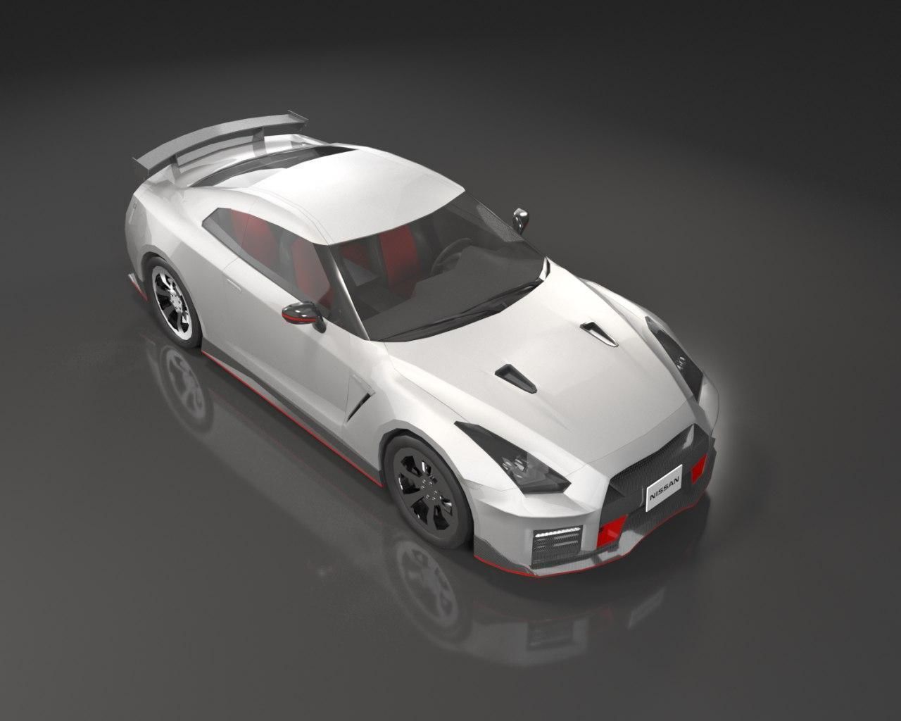 Low poly Nissan GT-R Nismo 2018 Low-poly 3D model_1