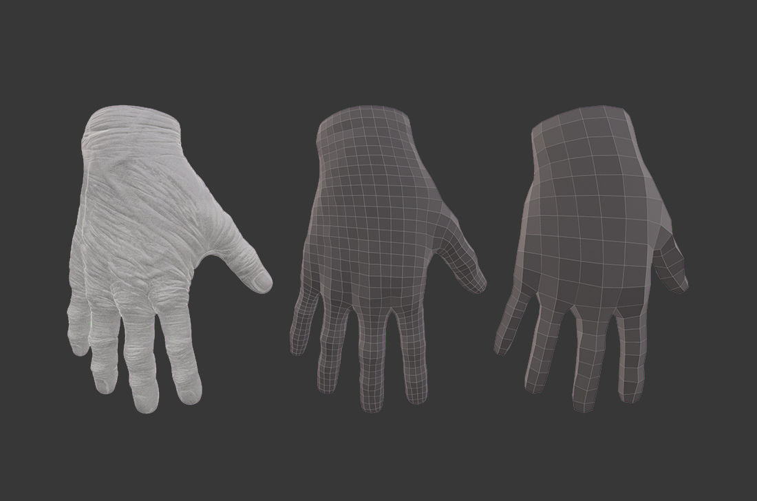 Old Human Hand 3D model_7