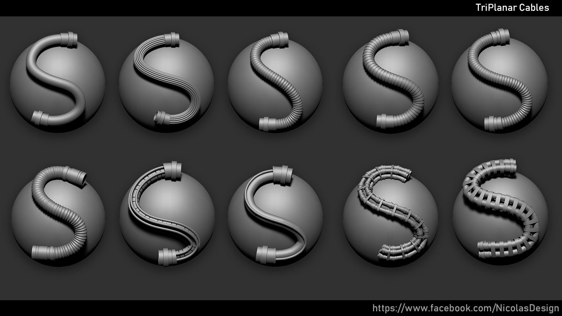 Zbrush - Cables IMM Brush and Meshes 3D model_2