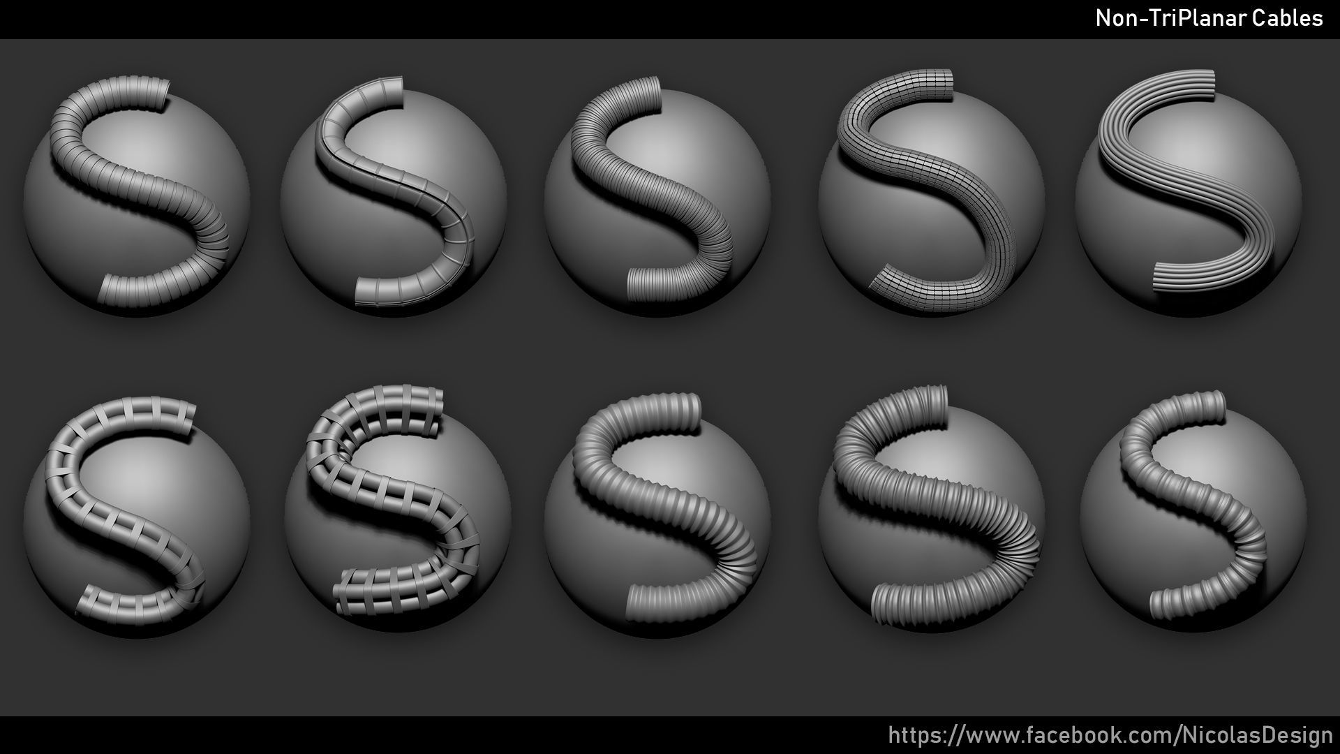 Zbrush - Cables IMM Brush and Meshes 3D model_1
