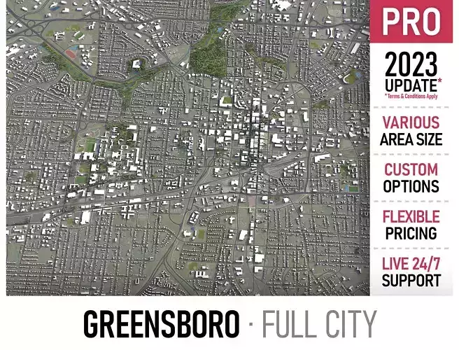 Greensboro Low-poly 3D model