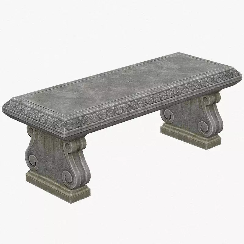 Stone Bench PBR Game Ready Low-poly 3D model_0