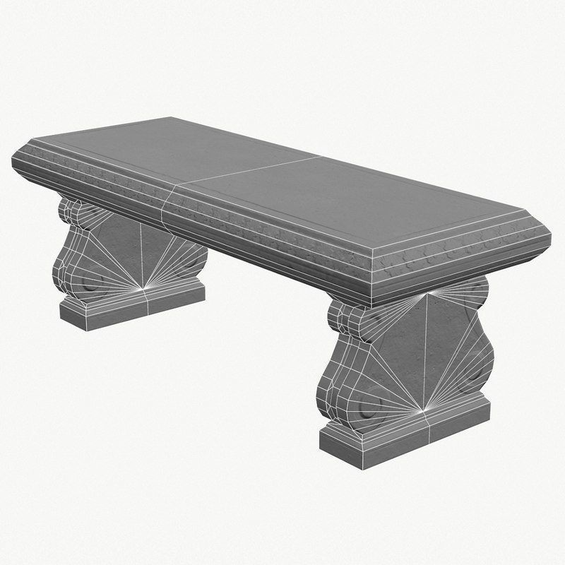 Stone Bench PBR Game Ready Low-poly 3D model_4