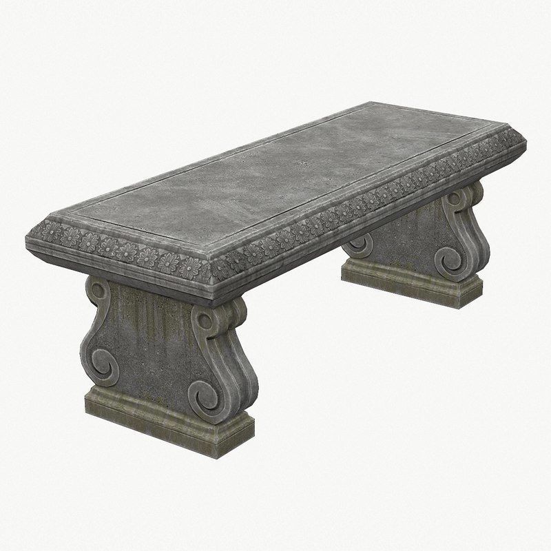 Stone Bench PBR Game Ready Low-poly 3D model_1